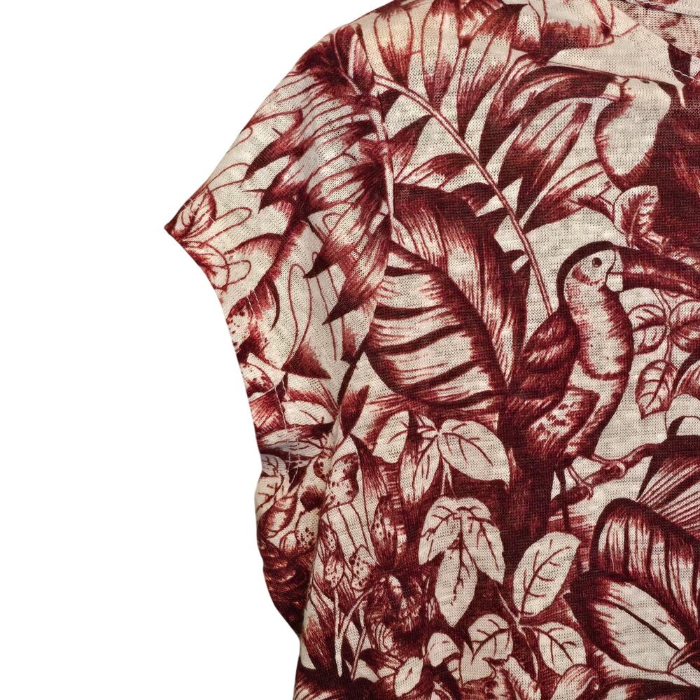 Rachel Zoe Top Womens Size Small Red White Toucan Tropical Print 100% Linen - Picture 5 of 9